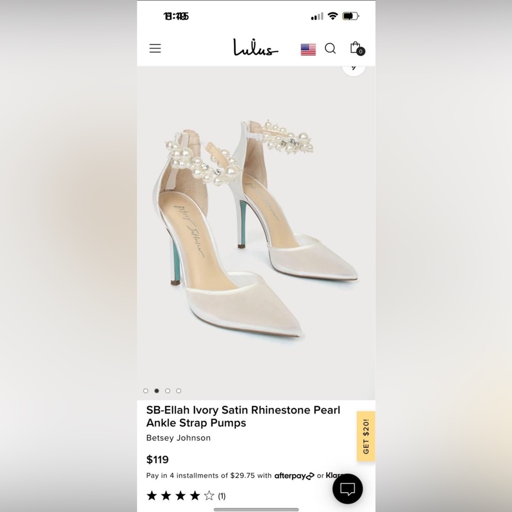 Betsey Johnson Ivory Satin Pearl Bridal Heels
